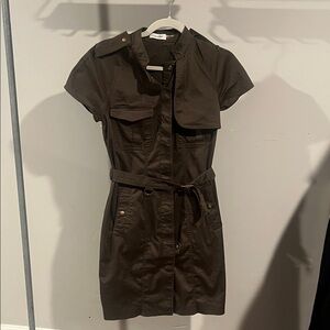 Calvin Klein Olive Green Button-Up Cargo Dress